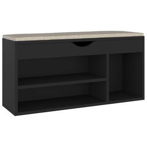 vidaXL Schoenenbank met kussen 104x30x49 cm bewerkt hout zwart