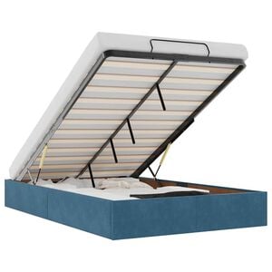 vidaXL Bedframe zonder matras 120x190 cm fluweel donkerblauw