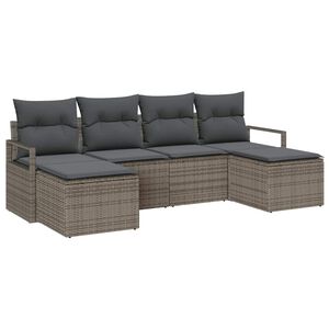 vidaXL Bankstel 6 st Grijs poly rattan