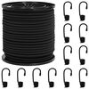 vidaXL Bungee Koorden met Haken 4 mm Zwart PP en rubber
