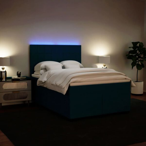 vidaXL Boxspring met matras fluweel blauw 140x200 cm