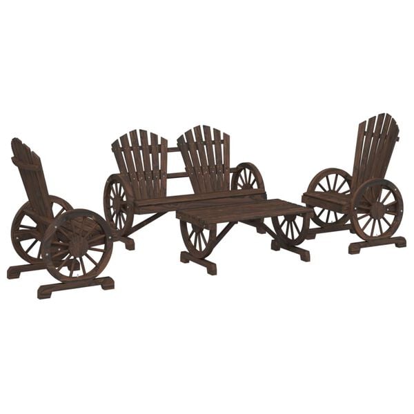 vidaXL 4-delige Loungeset massief vurenhout