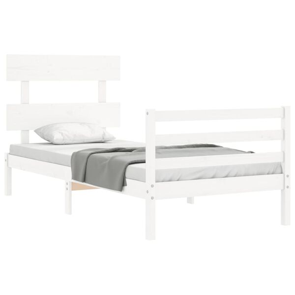 vidaXL Bedframe met hoofdbord massief hout wit