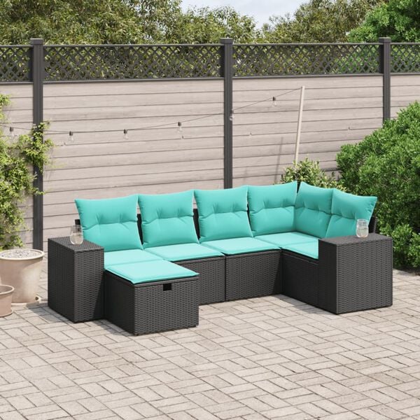 vidaXL 7-delige Loungeset met kussens poly rattan grijs