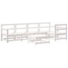 vidaXL 6-delige Loungeset met kussens massief hout wit