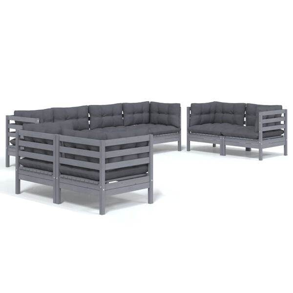 vidaXL 8-delige Loungeset met kussens massief grenenhout