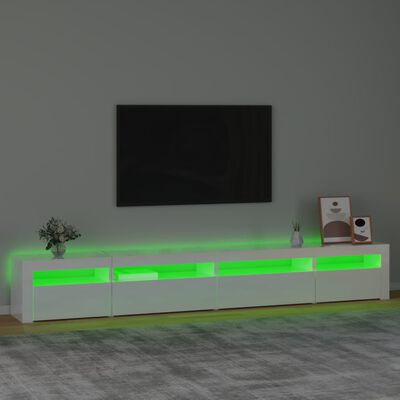 vidaXL Tv-meubel met LED-verlichting 270x35x40 cm hoogglans wit