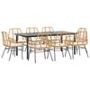 vidaXL 9-delige Tuinset met kussens poly rattan glas bruin