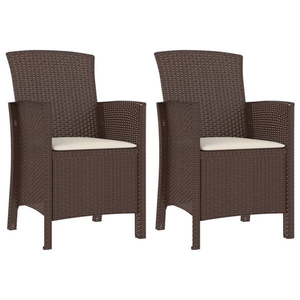 vidaXL 3-delige Loungeset met kussens PP rattan bruin