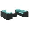 vidaXL 7-delige Loungeset met kussens poly rattan zwart