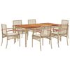 vidaXL 7-delige Tuinset met kussens poly rattan beige