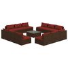 vidaXL 13-delige Loungeset met kussens poly rattan bruin