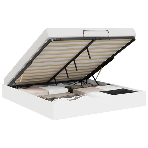 vidaXL Ottoman Bedframe met opslag Wit 193 x 120 x 25 cm Spaanplaat