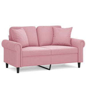 vidaXL Tweezitsbank met sierkussens 120 cm fluweel roze