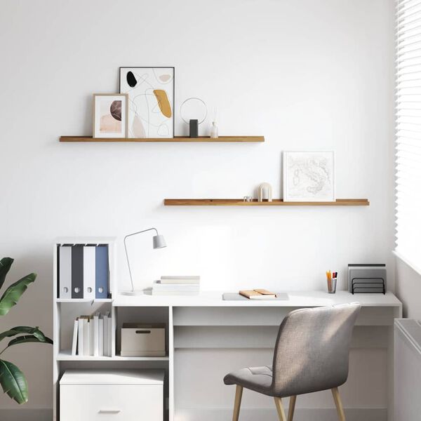 vidaXL Wandplank met plank 2 pcs Bruin 115 x 9 x 3 cm Bewerkt hout