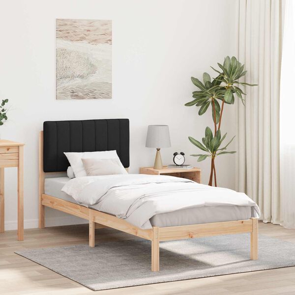 vidaXL Bedframe met Gevoerd Hoofdgedeelte Zwart 75 x 190 cm