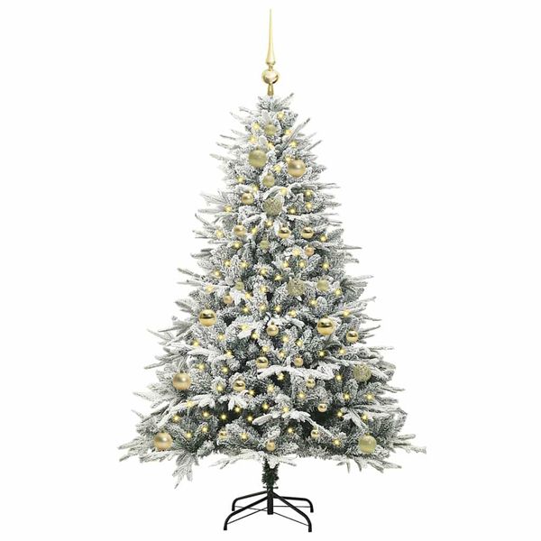 vidaXL Artificial Pre-lit Kerstboom met Ballenset Groen 150 cm