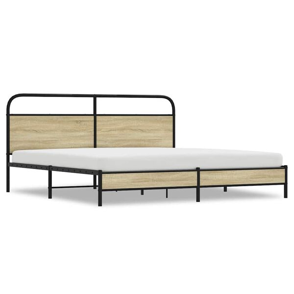 vidaXL Bedframe zonder matras metaal sonoma eikenkleurig 183x213 cm