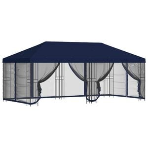 vidaXL Paviljoen met zijwanden 6 x 3 m Blauw Polyester en staal 190