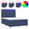 vidaXL Boxspring met matras en LED stof blauw 140x190 cm