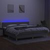 vidaXL Boxspring met matras en LED stof lichtgrijs 200x200 cm