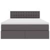 vidaXL Opbergbed met LED met matras Grijs 140 x 200 cm Nep Leer