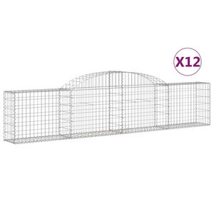 vidaXL Schanskorven 12 st gewelfd 300x30x60/80 cm gegalvaniseerd ijzer