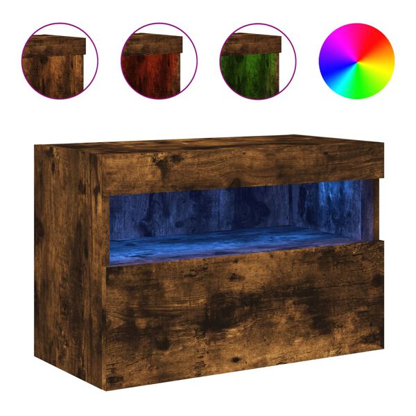 vidaXL Tv-wandmeubel met LED-verlichting 60x30x40 cm gerookt eiken