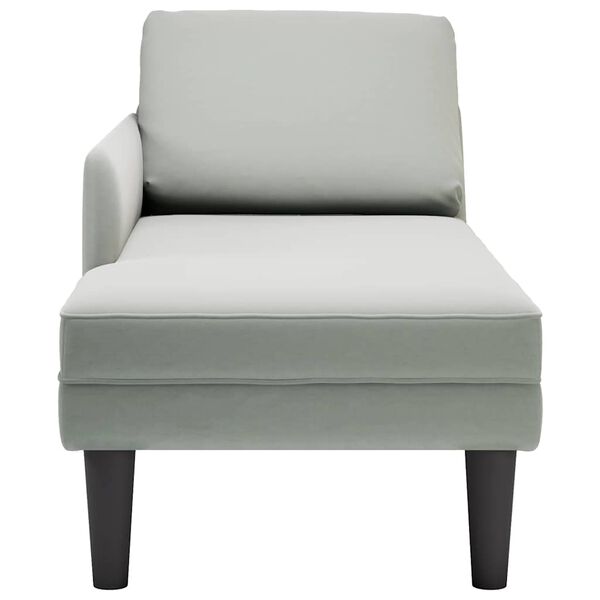 vidaXL Chaise longue met kussen & rechterarmleuning fluweel lichtgrijs
