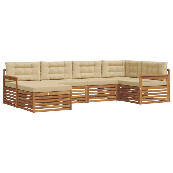 vidaXL Buiten bankenset met kussen 6 pcs Natuurlijk en Beige