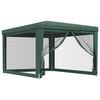 vidaXL Partytent met 4 mesh zijwanden 3x4 m HDPE groen