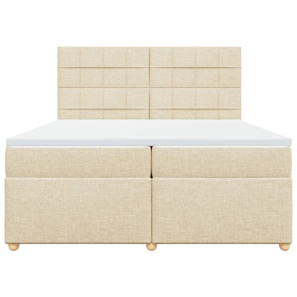 vidaXL Boxspring met matras stof cr&egrave;mekleurig 200x200 cm