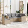 vidaXL 5-delige Loungeset met kussens poly rattan beige