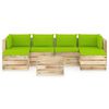vidaXL 7-delige Loungeset met kussens groen ge&iuml;mpregneerd hout