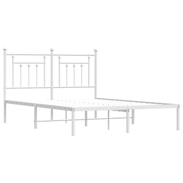 vidaXL Bedframe met hoofdbord metaal wit 140x200 cm