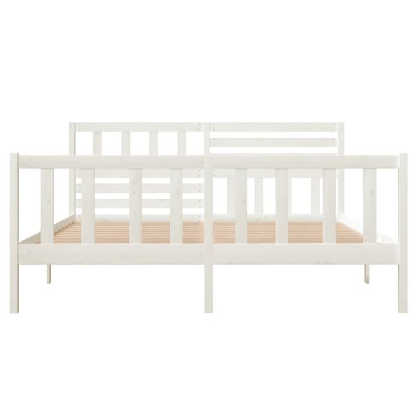 vidaXL Bedframe massief hout wit 140x190 cm