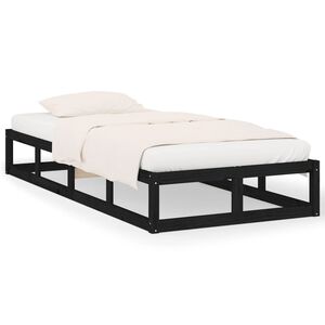 vidaXL Bedframe massief hout zwart 75x190 cm