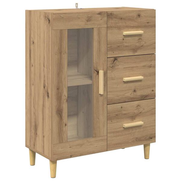 vidaXL Dressoir met lade Artisan Eiken 69,5 x 34 x 90 cm Bewerkt hout