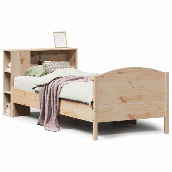 vidaXL Bed met boekenkast zonder matras massief grenenhout 75x190 cm