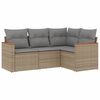 vidaXL 4-delige Loungeset met kussens poly rattan beige