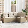 vidaXL Tuin Sofa Set met kussen met opslag 4 pcs Beige en Crème