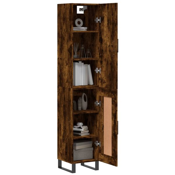 vidaXL Hoge kast 34,5x34x180 cm bewerkt hout gerookt eikenkleurig