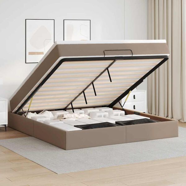 vidaXL Ottoman bed met matras 180x200cm kunstleer cappuccinokleurig