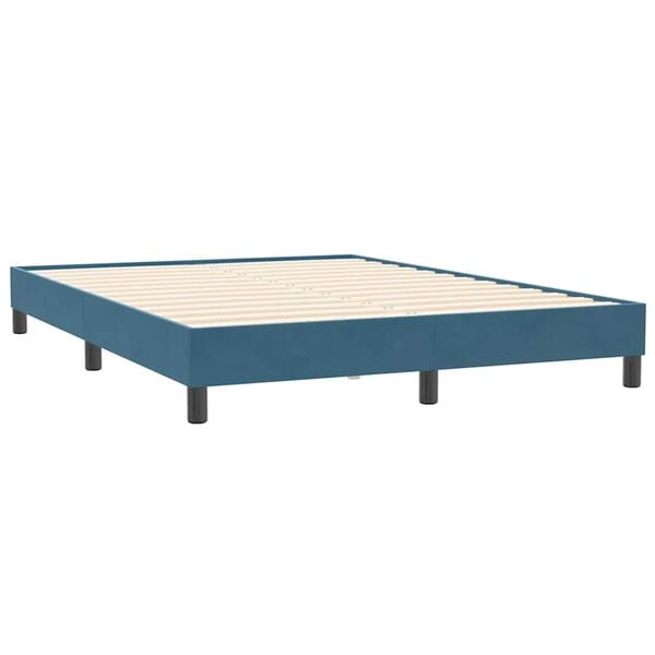 vidaXL Boxspring zonder matras fluweel donkerblauw 140x210 cm