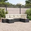 vidaXL Tuin Sofa Set met kussen met opslag 6 pcs Zwart poly rattan