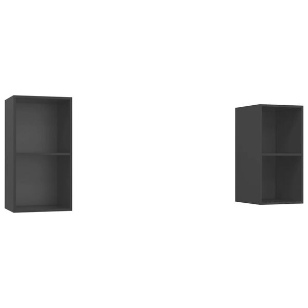 vidaXL Tv-wandmeubelen 2 st spaanplaat grijs