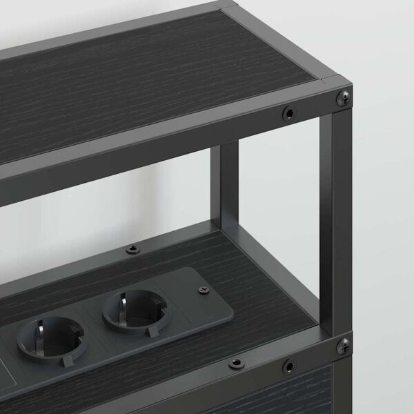 vidaXL Opberghoofdbord met plank Zwart eiken 200 cm Bewerkt hout