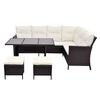 vidaXL 4-delige Loungeset met kussens poly rattan bruin