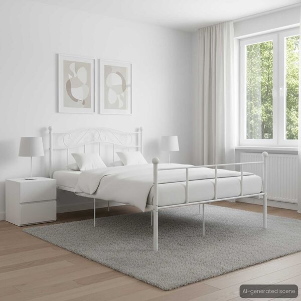 vidaXL Bedframe metaal wit 140x200 cm