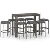 vidaXL 9-delige Tuinbarset met kussens poly rattan grijs